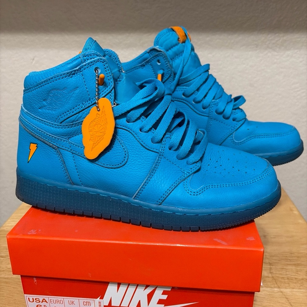 Nike Air Jordan 1 Retro OG Kids Blue High-Top Sneakers Gatorade Size 6.5Y
